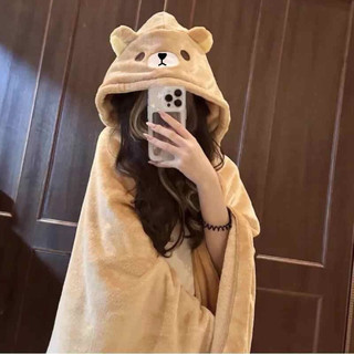 Chăn choàng có mũ hình cute Naha  – Chăn giữ ấm mùa đông siêu mềm mịn, đa năng dùng tại nhà hoặc văn phòng