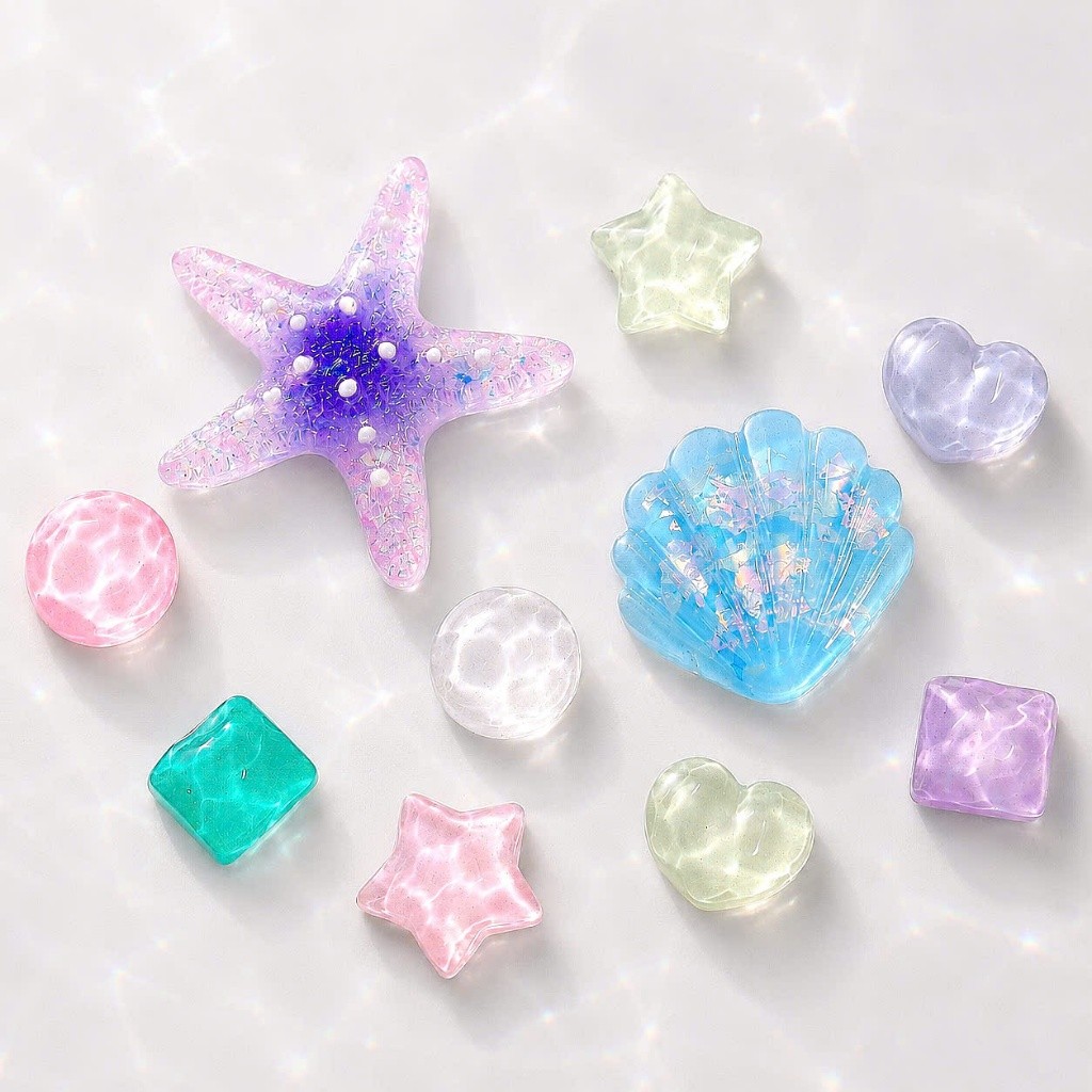 [ĐỘC QUYỀN] Set Charm Biển Xanh Sao Biển Vỏ Sò Resin Trong Suốt Kawaii DIY Gắn Dép Cute Đại Dương Pastel Lung Linh 🌊✨