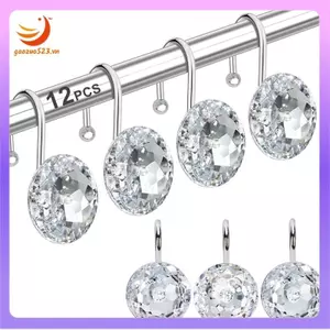 Nhẫn móc treo rèm tắm- 12 móc treo kim cương giả trang trí Acrylic cho phòng tắm cho phòng tắm