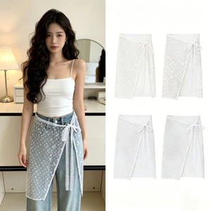 Sheer Lưới Ren Bọc Váy In Hoa Eo Tạp Dề