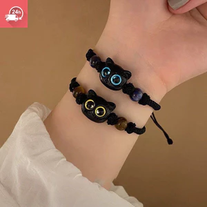 Vòng tay nam nữ dệt đen khí chất thời trang