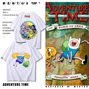 Thời Gian Phiêu Lưu Cho Bé Anime Hàng Hóa Đồng Thương Hiệu Áo Thun Nữ Tay Ngắn Nam Mùa Hè 2023 Phong Cách Mới Cotton Nguyên Chất Hoạt Hình In Nửa-