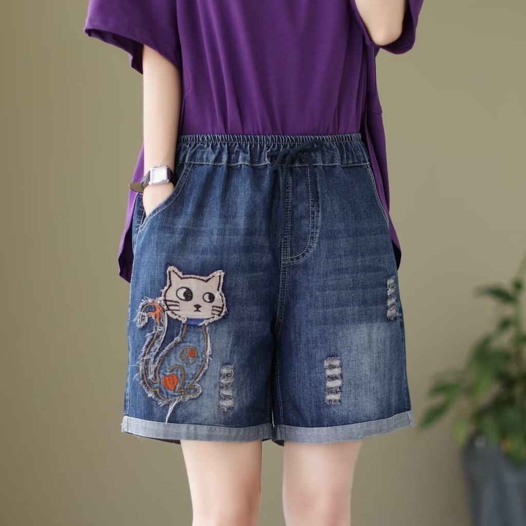 [Hàng có sẵn] Quần short denim nữ dáng rộng, ống rộng, chất lượng cao 2026, cỡ lớn, dành cho sinh viên mùa hè