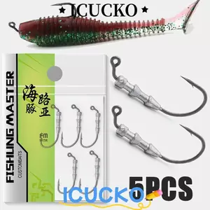 ICUCKO 5 Móc Sâu Trọng Lượng, Móc Đầu Jig Thể Thao Ngoài Trời Chống Trượt, Móc Câu Cá Sáng Tạo Cho Mồi Nhựa Mềm