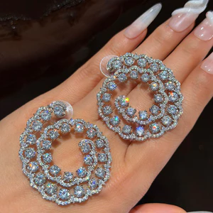Bông tai sang trọng hoa dài Zircon thanh lịch thời trang