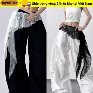 JOYFULLIFE Ren Mini Váy, Không Đều Nhìn Xuyên Qua Ren Xù Váy, Thêu Hoa Thiết Kế Ren-up Bông Tai Kẹp Mông Rèm