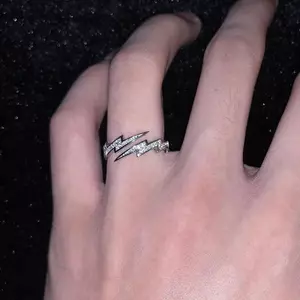 ECK Punk Hip Hop Màu Bạc Zircon Lightning Mở Nhẫn Dành Cho Nam Trang Sức Thời Trang Quà Tặng Sáng Tạo Có Thể Điều Chỉnh Nhẫn HOT
