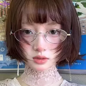 RTJIFSS Kính Mắt Trang Trí, Kính Kim Loại Y2K, Kính Mắt Đọc Sách Hình Bầu Dục Nhỏ Cổ Điển Nữ Bé Gái