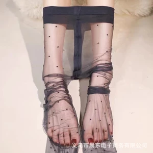 0D Lycra Đen Lụa Siêu Mỏng Chữ T Liền Mạch Chấm Bi Chấm Bi Cao Cấp Chấm Bi Trong Suốt Tất