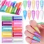 FAVORITEGOODS Chuyển Dán, Giấy Bầu Trời Đầy Sao Giấy Bóng Móng Tay Nghệ Thuật Lá, Aurora Rắn Đá Cẩm Thạch In Đề Can Móng Tay Trang Trí Móng Tay