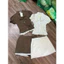 SÉT XÔ THÊU BI SỌC ÁO V NÚT , CHÂN VIỀN REN, 3màu BYJOLIE-TL