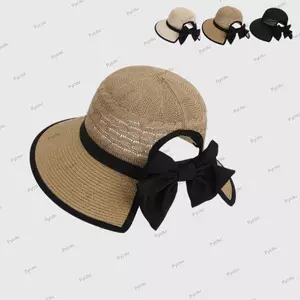 Mũ Chống Nắng PYCOU, Mũ Rơm Thoáng Khí Đuôi Ngựa, Mũ Nơ Màu Rộng Vành Mùa Hè Mũ Nữ