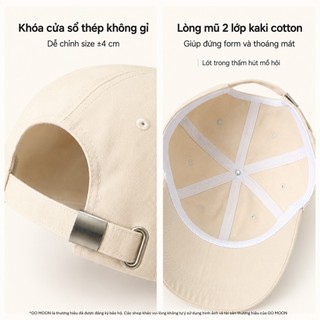 Mũ lưỡi trai nam nữ form mềm Go Moon House thêu GO nón kết kaki cotton thoáng mát kiểu hàn form chuẩn dễ phối đồ