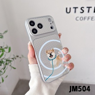 Kawaii Cổ Chó Mèo Cửa Sổ Lớn Gương Dành Cho iPhone 17 Air 16E 16 15 14 Plus 13 12 11 Pro Max XR XS Max X 8 7 Plus Động Vật Sang Trọng Chấm Bi Đơn Giản Vỏ Cặp Đôi Mềm
