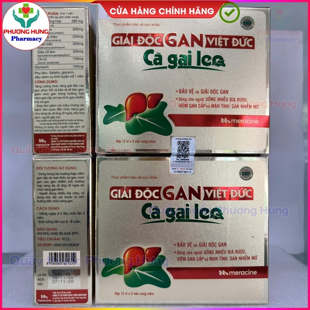 Giải Độc Gan Việt Đức Cà Gai Leo, Giúp Giải Độc Gan, Giảm Men Gan, Gan Nhiễm Mỡ - Hộp 60 Viên