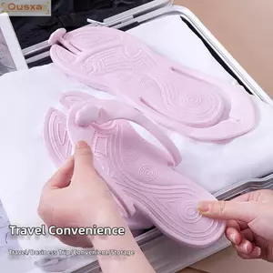 Dép xỏ ngón OUSXA, Dép gấp màu trơn nhẹ, Dép du lịch khô nhanh tiết kiệm không gian thoải mái để sử dụng trên bãi biển