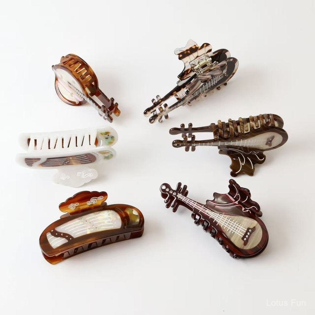Kẹp Tóc Cá Mập Retro Phong Cách Mới, Phụ Kiện Tạo Kiểu Tóc Nhạc Cụ Pipa/Guzheng, Chất Liệu Acetate