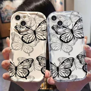 Ốp Lưng Cho Realme C65 C63 C55 C53 C51 C35 C30 C21Y C25 C25S C20 C15 C12 C11 5 5S 5i 6i Note 50 Narzo 20 30A Kem Vồng Cong Cạnh Hình Bướm NYK270