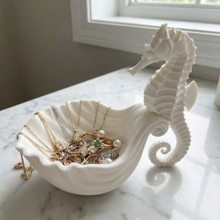 Khay đựng đồ hình cá ngựa SENRTY, Đế trưng bày trang sức bằng nhựa in 3D, Giá đựng mỹ phẩm ổn định trang trí dễ thương đa chức năng Máy tính để bàn