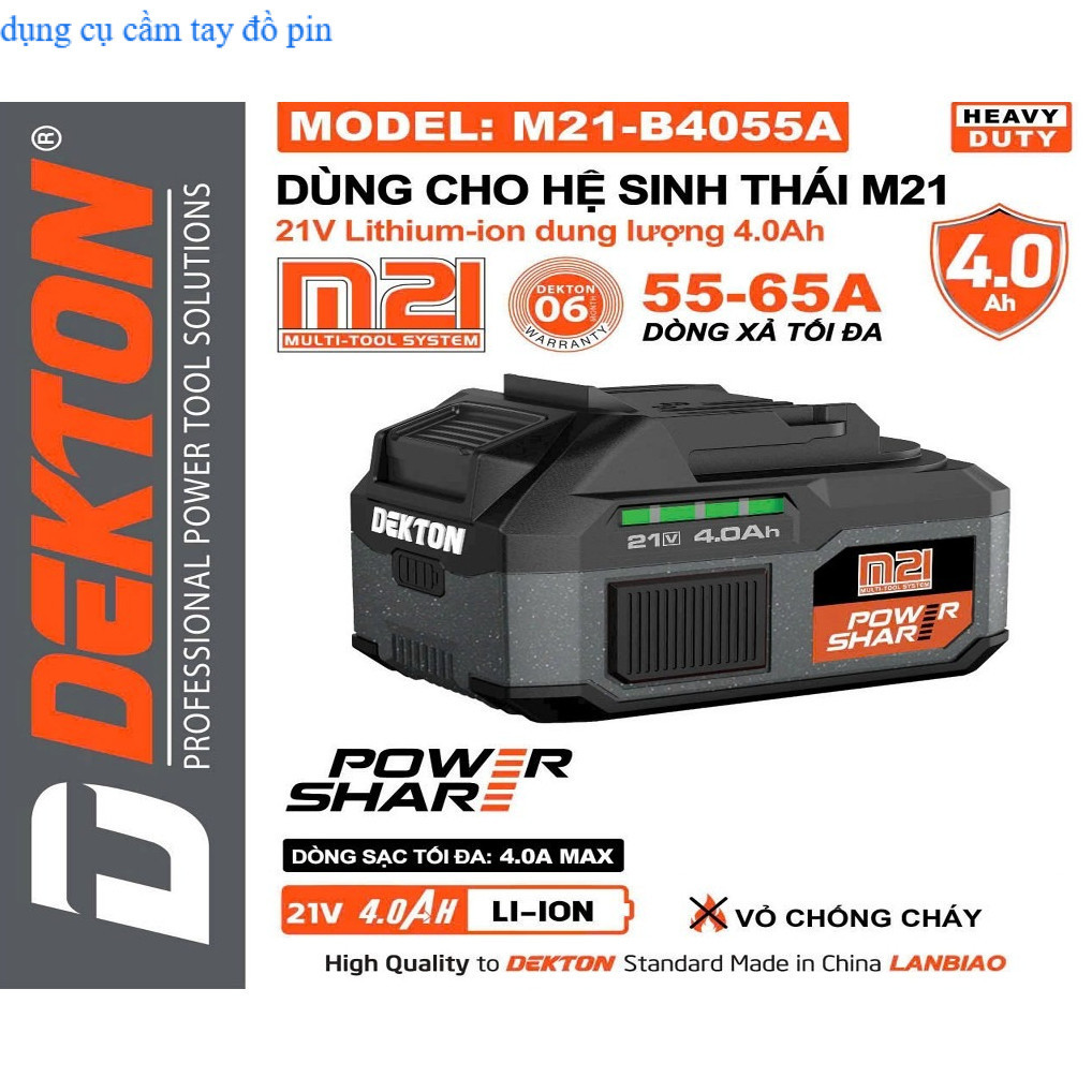 Dekton M21-B4055A PIN 4Ah 10cell CÔNG NGHỆ THẾ HỆ MỚI 4.0Ah TP CELL MAX ...