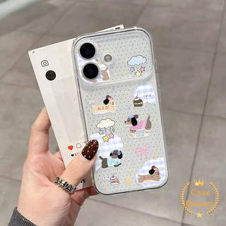 Tương thích cho iPhone 15 17 16 13 14 11 12 Pro Max 14 Plus Full Màn Hình Chấm Bi Hoạt Hình Chó Corning Case