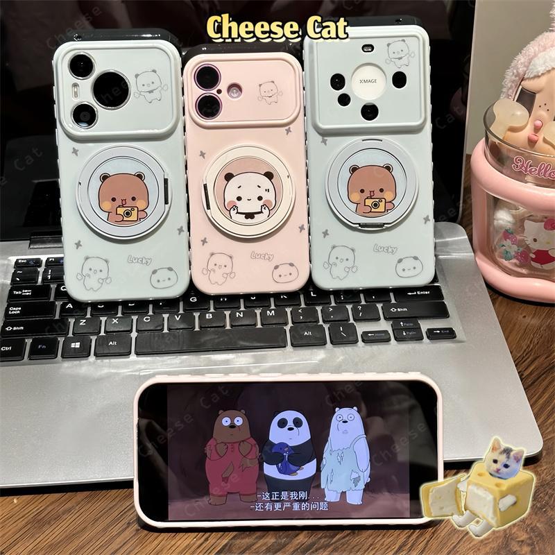 Ốp điện thoại cặp đôi giá đỡ điện thoại 360 độ dễ thương cho iPhone 13 14 12 11 15 Plus 16 17 Pro Max