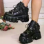 Retro Tây Ban Nha Xe Tăng Đế Kim Loại Cao Cấp Giày Da Nhỏ Đế Dày Punk Đế Đế Lớn Giày Đơn Nữ Anh Trai Phong Cách Đặc Biệt Giày Nữ Giày Nữ