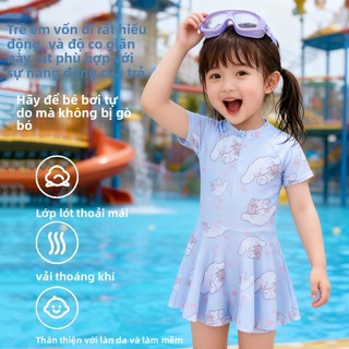 Đồ bơi bé gái dáng váy - Họa tiết hoạt hình xinh xắn, co giãn nhanh khô mặc đi biển hè