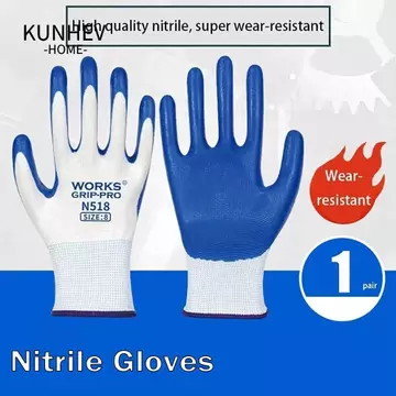 KUNHEV Găng tay làm việc KUNHEV, Găng tay Nitrile Nylon Nitrile, Găng tay an toàn thoáng khí Xây dựng