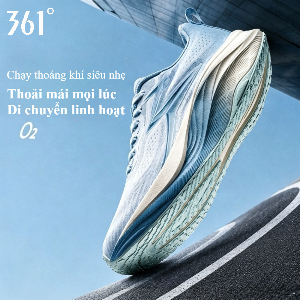 361° Giày Chạy Bộ Nam Nữ O2 Bề Ngang Rộng Thoải Mái Đế Giảm Sốc Lưới Thoáng Khí Tập Luyện Chạy bền