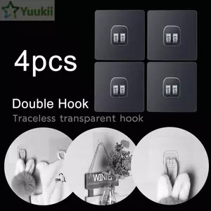 YUUKII 1 / 4 Móc Dính Liền Mạch Chống Thấm Nước Nhà Bếp Giá Đỡ Trong Suốt Hộ Gia Đình Lưu Trữ Móc Treo