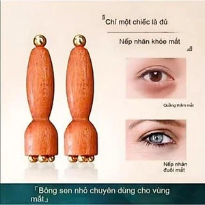 Cây Lăn Massage Mắt Giúp Giảm Mỏi Mắt,Làm Mờ Quầng Thâm - Cây Lăn Massage Mặt Mini Gỗ Hồng Đầu Bi Đồng Giúp Nâng Cơ