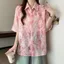 Tay Ngắn Nữ Mùa Hè Đi Lại Mỏng Chống Nắng Áo Sơ Mi Hoa Retro Niche Cardigan POLO Top Áo Hợp Thời Trang