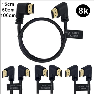 Cáp HDMI 2.1 có phích cắm góc 90 độ kép trái / phải, 0,15m / 0,5m / 1,0m, Nam sang Nam, 8K @ 60Hz & 4K @ 120Hz, cho PS5 / XBOX / TV / Màn hình / PC