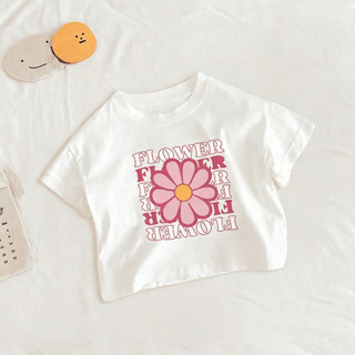 COD✅ (Hồ Chí Minh) kẹo saon Áo thun ngắn tay in chữ hoa bằng vải cotton phù hợp cho bé gái từ 8kg đến 46kg