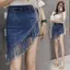 Váy Denim viền phong cách Hàn Quốc Thiết kế mùa hè Váy ngắn hai mảnh giả