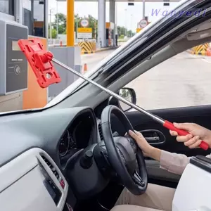 Thanh đựng thẻ thu phí ô tô WANYEDI, có thể điều chỉnh độ dài tay cầm nhẹ Thanh thu phí đỗ xe bằng kính thiên văn, Thiết kế kính thiên văn sáng tạo Tay cầm dài Hộp đựng thẻ có thể dính để thanh toán phí