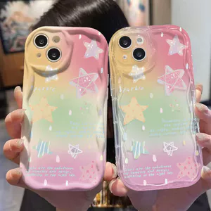 Ốp Lưng Cho OPPO A6 A5X A3 A96 A95 A92 A77S A76 A74 A60 A58 A57 A54 A53 A52 A38 A18 A17 A16 A15 A5 A9 A3S F9 Pro Kem Sóng Cong Cạnh Họa Tiết Ngôi Sao NYK345