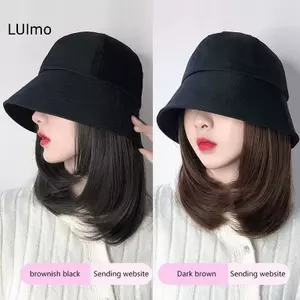 LUImo Buet Mũ Tổng Hợp Với Mũ Tóc Thời Trang Ngắn Thẳng Bob Thu Đông Mũ Tóc Giả Cho Nữ Kẹp Trên Phần Mở Rộng Tóc SBS