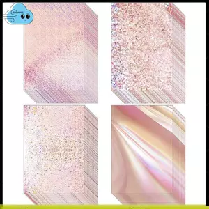 Thẻ Stock Holographic Cardstock Pink Long lanh Cardstock