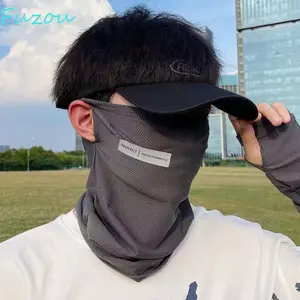 Khăn quàng cổ mặt nạ lụa băng FUZOU, Khăn mặt lụa băng ngoài trời mùa hè, Áo chống tia cực tím đi xe đạp mới UPF 50 + Bọc cổ chống nắng cho nam nữ