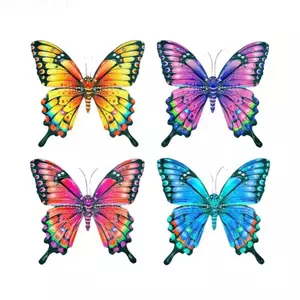 {WELV}Metal Butterfly Wall Hanging for Outdoor Garden Decor and Indoor Farmhouse Style