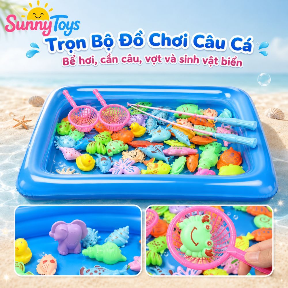 Đồ Chơi Câu Cá Nam Châm SunnyToys 42 Chi Tiết - Bé Khám Phá Thế Giới Cá Vui Nhộn