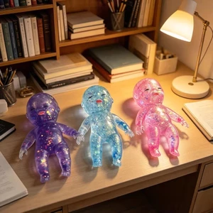 Búp bê Squishy lấp lánh trong suốt, Đồ chơi giảm căng thẳng cho bé dễ thương cho bàn làm việc và quà tặng văn phòng