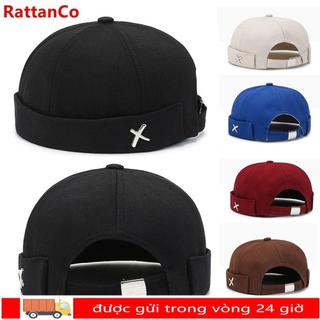 Mũ Docker không vành RATTANCO, Mũ vòm cổ điển có thể điều chỉnh màu trơn, Mũ len Cotton phong cách giặt ngoài trời mùa đông