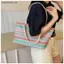 # HB # Túi Tote dệt bằng rơm Đeo vai Sọc cầu vồng Tay cầm bằng vải Cotton mềm không gian rộng lớn cho du lịch đi biển cuối tuần.
