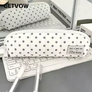 Bút chì GETVOW, Túi đựng bút cầm tay thiết kế chấm bi, Túi đựng văn phòng phẩm dung tích lớn kiểu INS Đồ dùng học tập