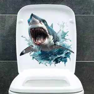 SWEET 3D Shark Decal Dán Tường Chống Thấm Nước Tự Dính Stier Cho Phòng Tắm & Phòng Ngủ Trang Trí n