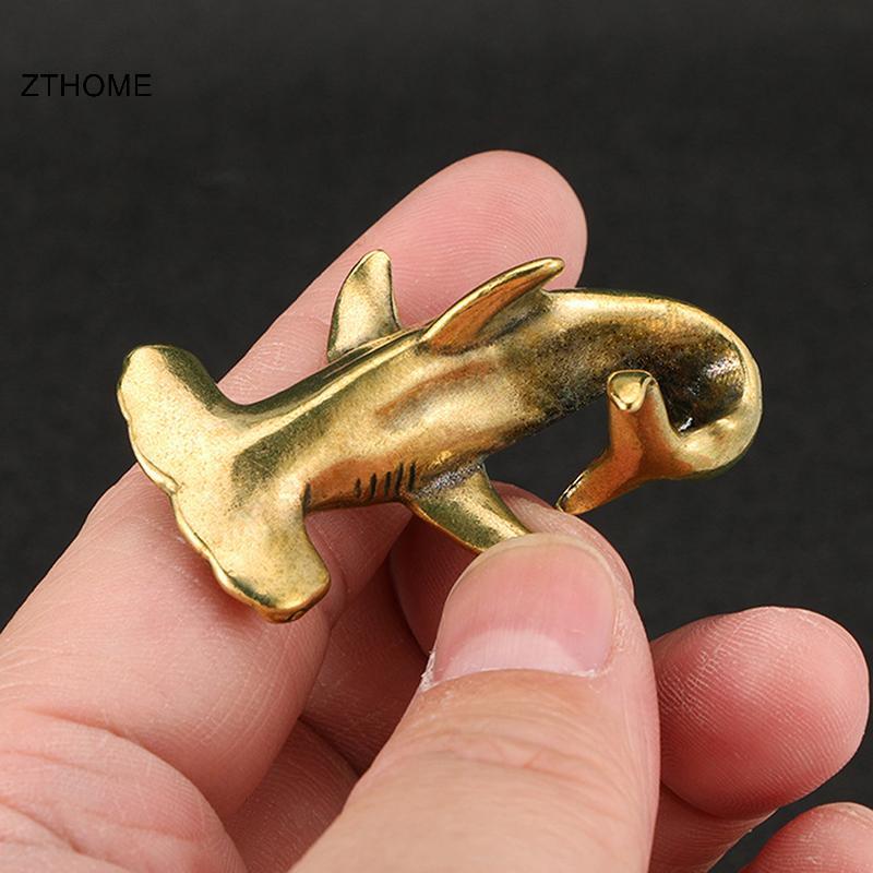 ZTHOME Đồng Nguyên Chất Đầu Búa Tượng Cá Mập Đồng Vintage Cá Mập Các Bức Tượng Nhỏ Để Bàn Phong Thủy Trang Trí Thu Nhỏ Trà Cổ Thú Cưng Thủ Công HOT