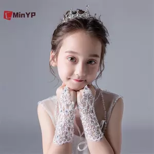 CMinYP Bé Gái Găng Tay Công Chúa Váy Bé Gái Găng Tay Ren Kim Cương Chụp Ảnh Trang Phục Vinh Quang